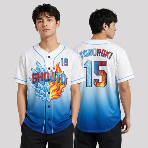 Custom Ice Fire Anime Baseball Jersey, Personalized Name Number Hero Inspired Shirt