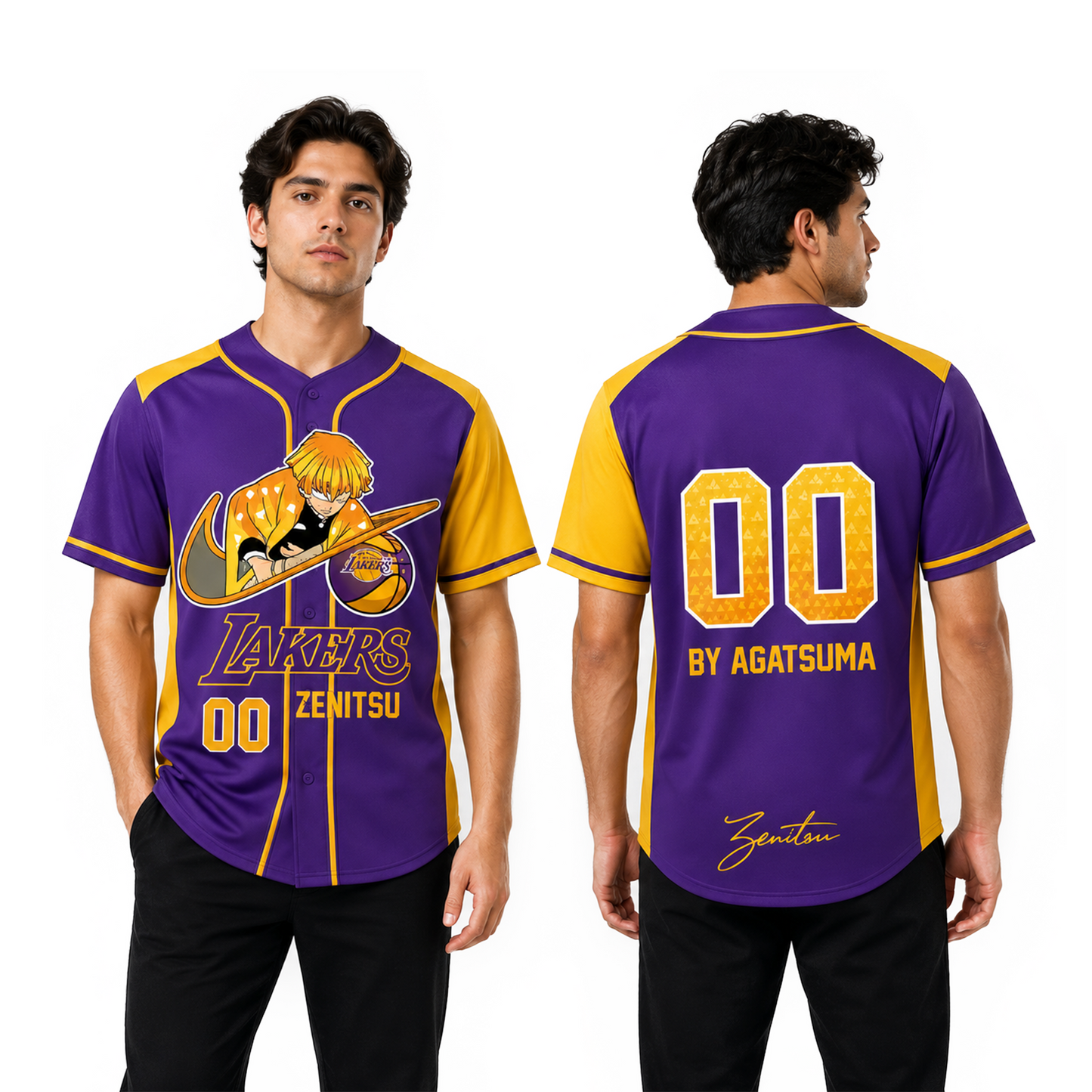 Custom Electric Warrior Baseball Jersey, Purple Gold Anime Style Shirt