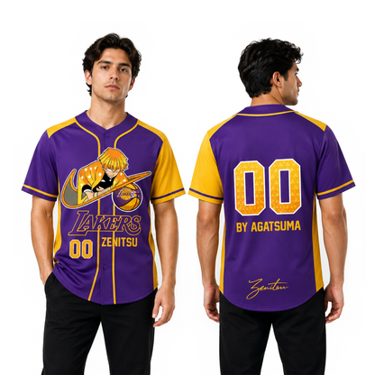 Custom Electric Warrior Baseball Jersey, Purple Gold Anime Style Shirt