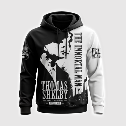 Thomas Shelby The Immortal Man Black White Apparel Collection | Hoodie, Zip Hoodie, Sweatshirt, T-Shirt & Polo Shirt