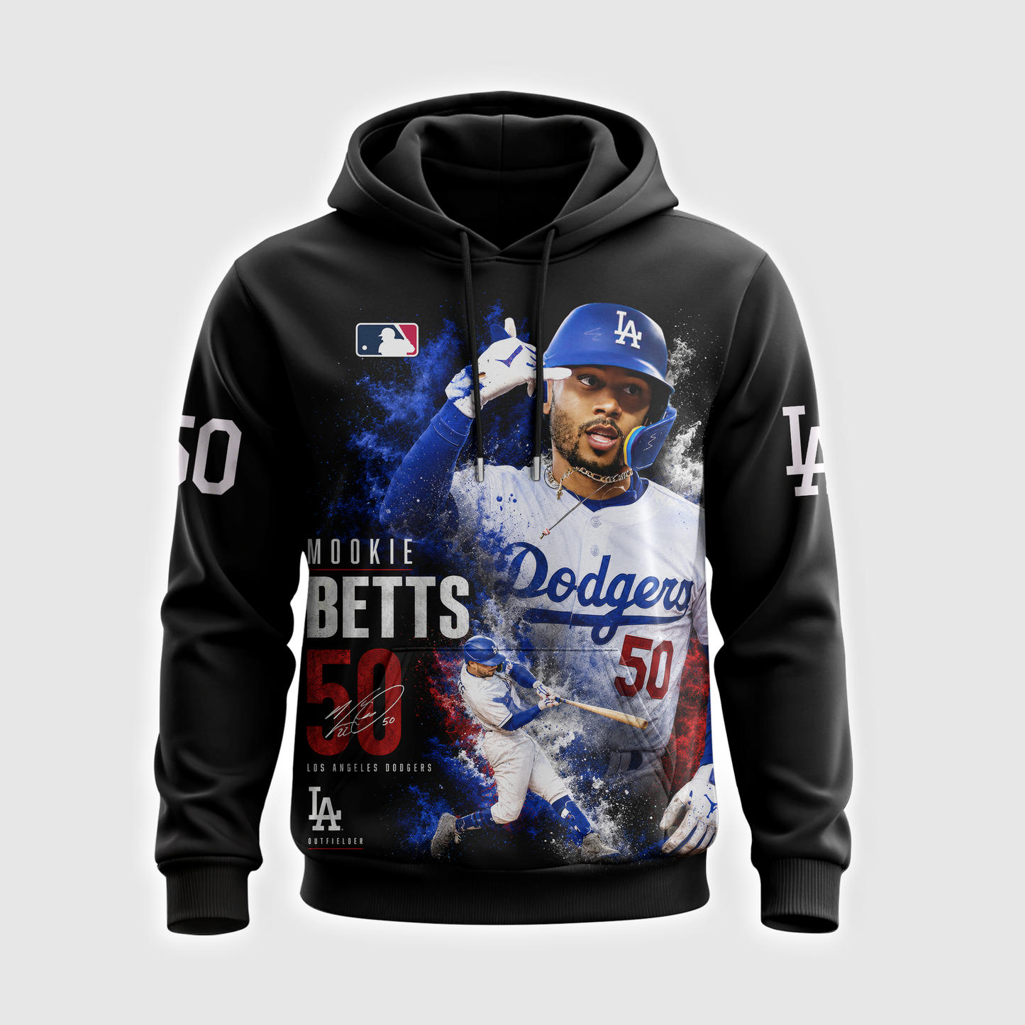 Mookie Betts No. 50 Baseball Fan Shirt — Hoodie — Sweatshirt & Zip Hoodie | Los Angeles Dodgers Insp - Custom Fan Apparel Image 1