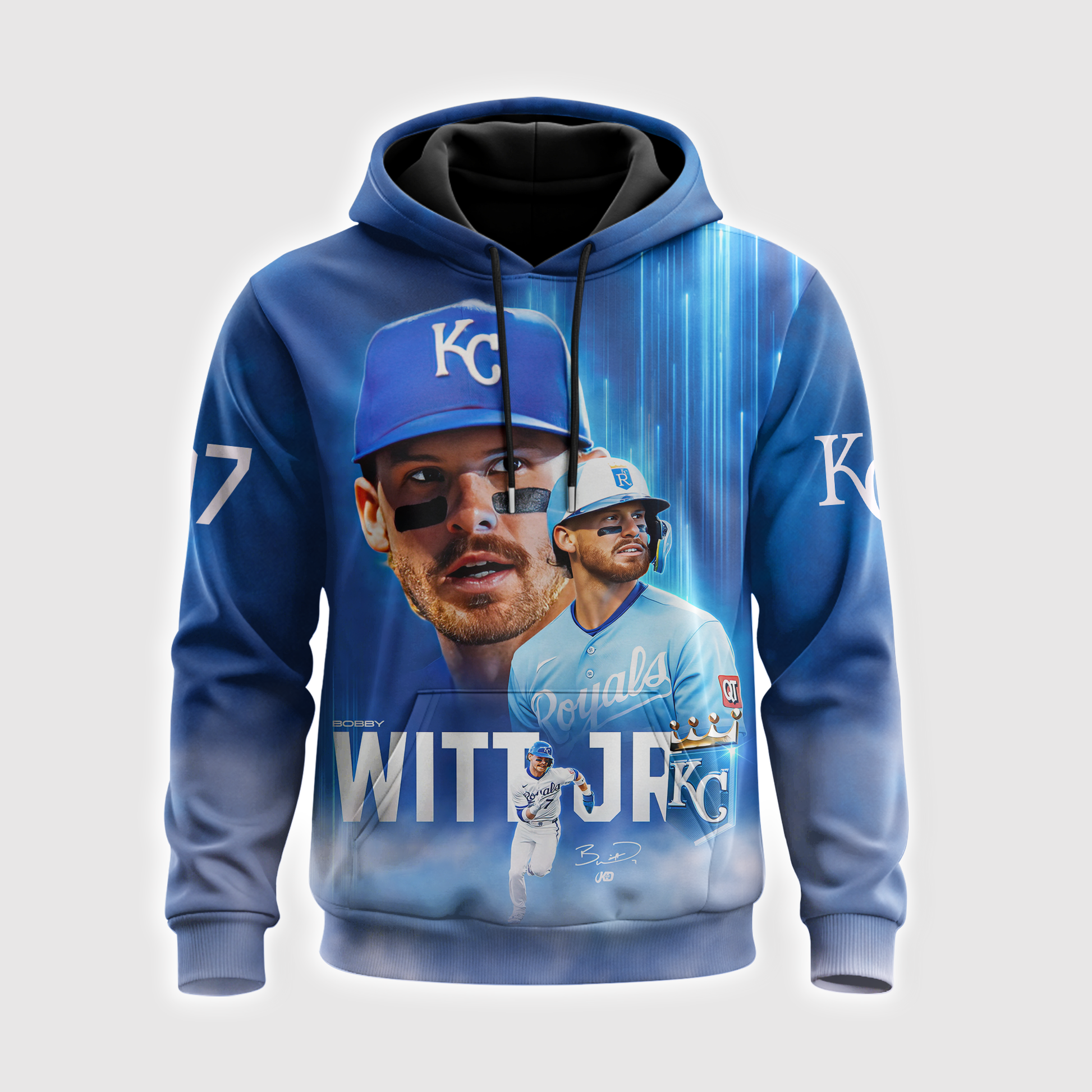 Bobby Witt Jr No. 7 Kansas City Baseball Fan Shirt — Hoodie — Sweatshirt & Zip Hoodie | KC Royals In - Custom Fan Apparel Image 5