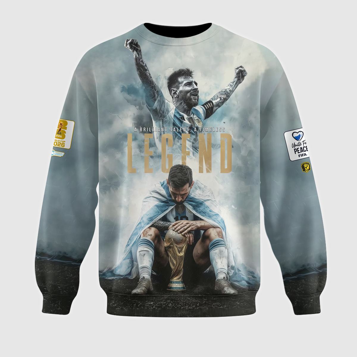 Argentina Legend Soccer Graphic Hoodie, World Champion Football Sweatshirt, Light Blue Fan T-Shirt, Zip Hoodie Gift