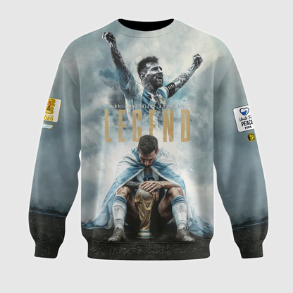 Argentina Legend Soccer Graphic Hoodie, World Champion Football Sweatshirt, Light Blue Fan T-Shirt, Zip Hoodie Gift