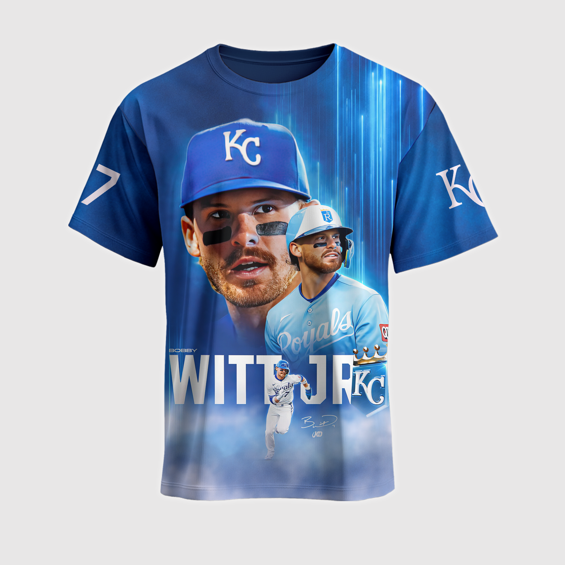 Bobby Witt Jr No. 7 Kansas City Baseball Fan Shirt — Hoodie — Sweatshirt & Zip Hoodie | KC Royals In - Custom Fan Apparel Image 2