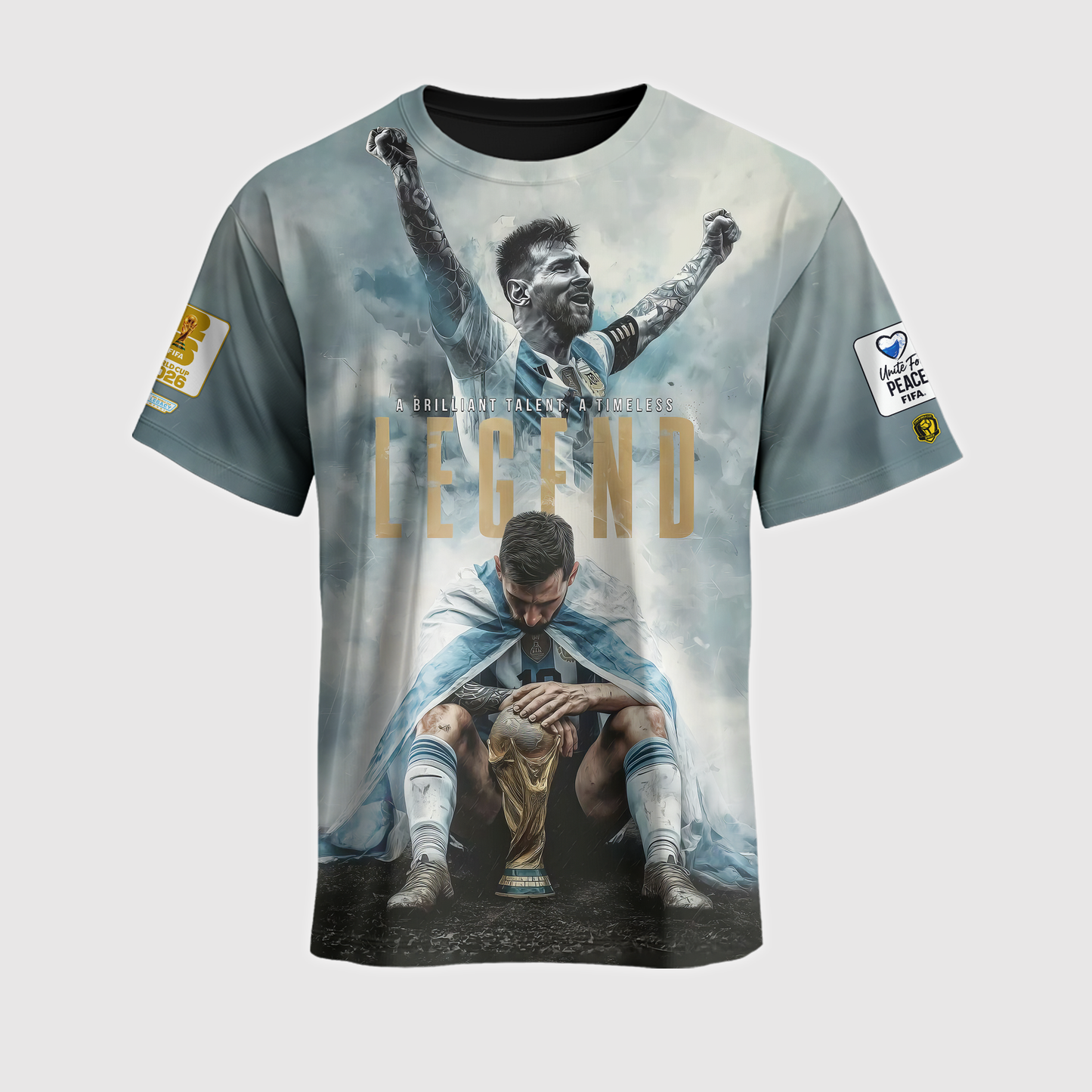 Argentina Legend Soccer Graphic Hoodie, World Champion Football Sweatshirt, Light Blue Fan T-Shirt, Zip Hoodie Gift