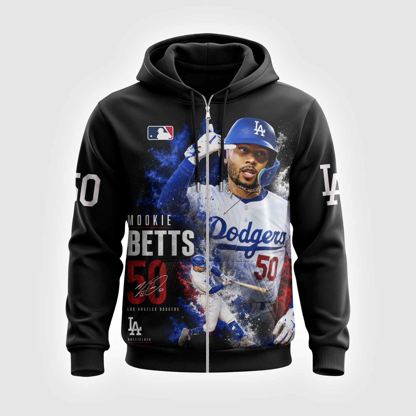 Mookie Betts No. 50 Baseball Fan Shirt — Hoodie — Sweatshirt & Zip Hoodie | Los Angeles Dodgers Insp - Custom Fan Apparel Image 7