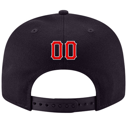 Custom Navy Red-White Stitched Adjustable Snapback Hat