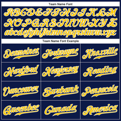 Custom Navy White Pinstripe Gold-White Authentic Baseball Jersey