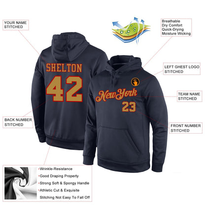 Custom Stitched Navy Old Gold-Red Sports Pullover Sweatshirt Hoodie