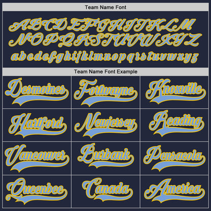 Custom Navy Light Blue-Gold Hockey Jersey