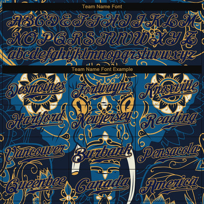 Custom Navy Navy-Old Gold 3D Pattern Design Elephant Authentic Baseball Jersey