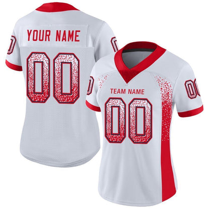 Custom White Scarlet-Navy Drift Fashion Football Jersey