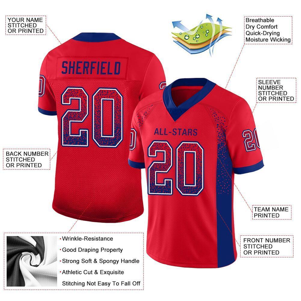 Custom Scarlet Royal-White Drift Fashion Football Jersey