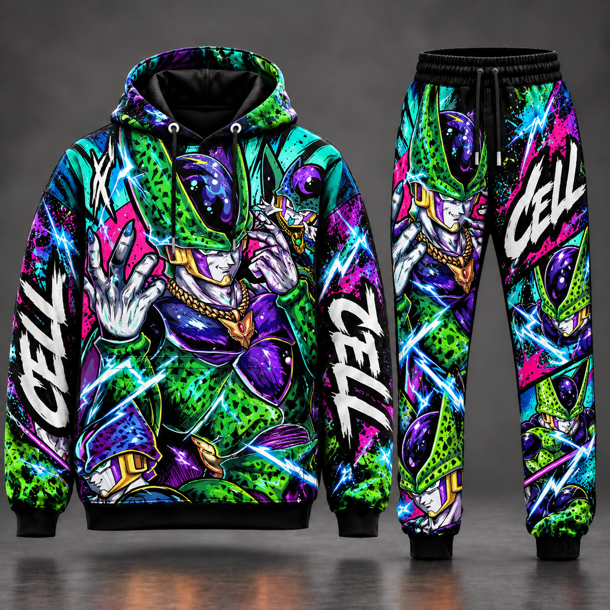 Cell Transformation Fan Set — Dragon Ball Hoodie & Sweatpants