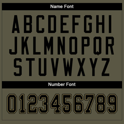 Custom Olive Black-Old Gold Mesh Salute To Service Football Jersey