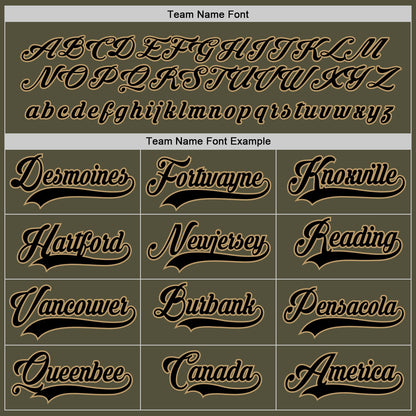 Custom Olive Black-Old Gold Salute To Service Hockey Jersey