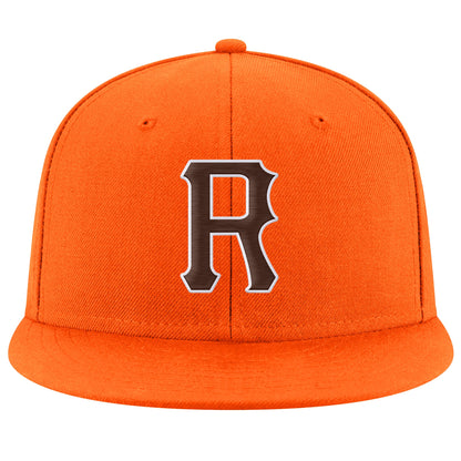 Custom Orange Brown-White Stitched Adjustable Snapback Hat