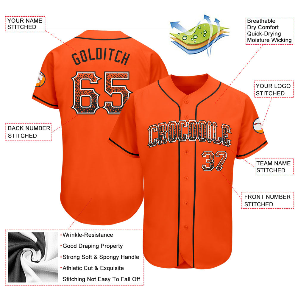 Custom Orange Black-White Authentic Drift Fashion Baseball Jersey