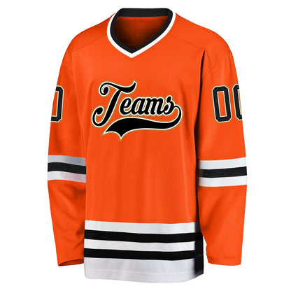 Custom Orange Black-Old Gold Hockey Jersey