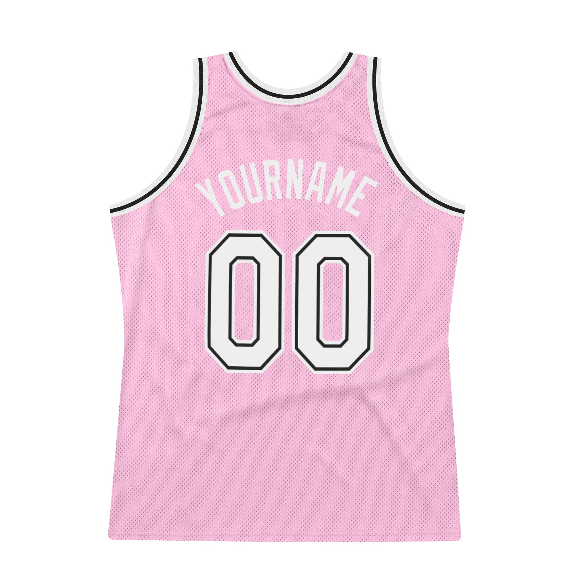 Custom Light Pink White-Black Authentic Throwback Basketball Jersey