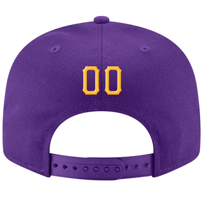 Custom Purple Gold-White Stitched Adjustable Snapback Hat