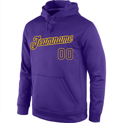 Custom Stitched Purple Purple-Gold Sports Pullover Sweatshirt Hoodie