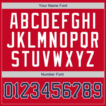 Custom Red Navy-White Round Neck Rib-Knit Basketball Jersey