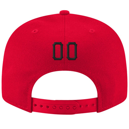 Custom Red Black-White Stitched Adjustable Snapback Hat