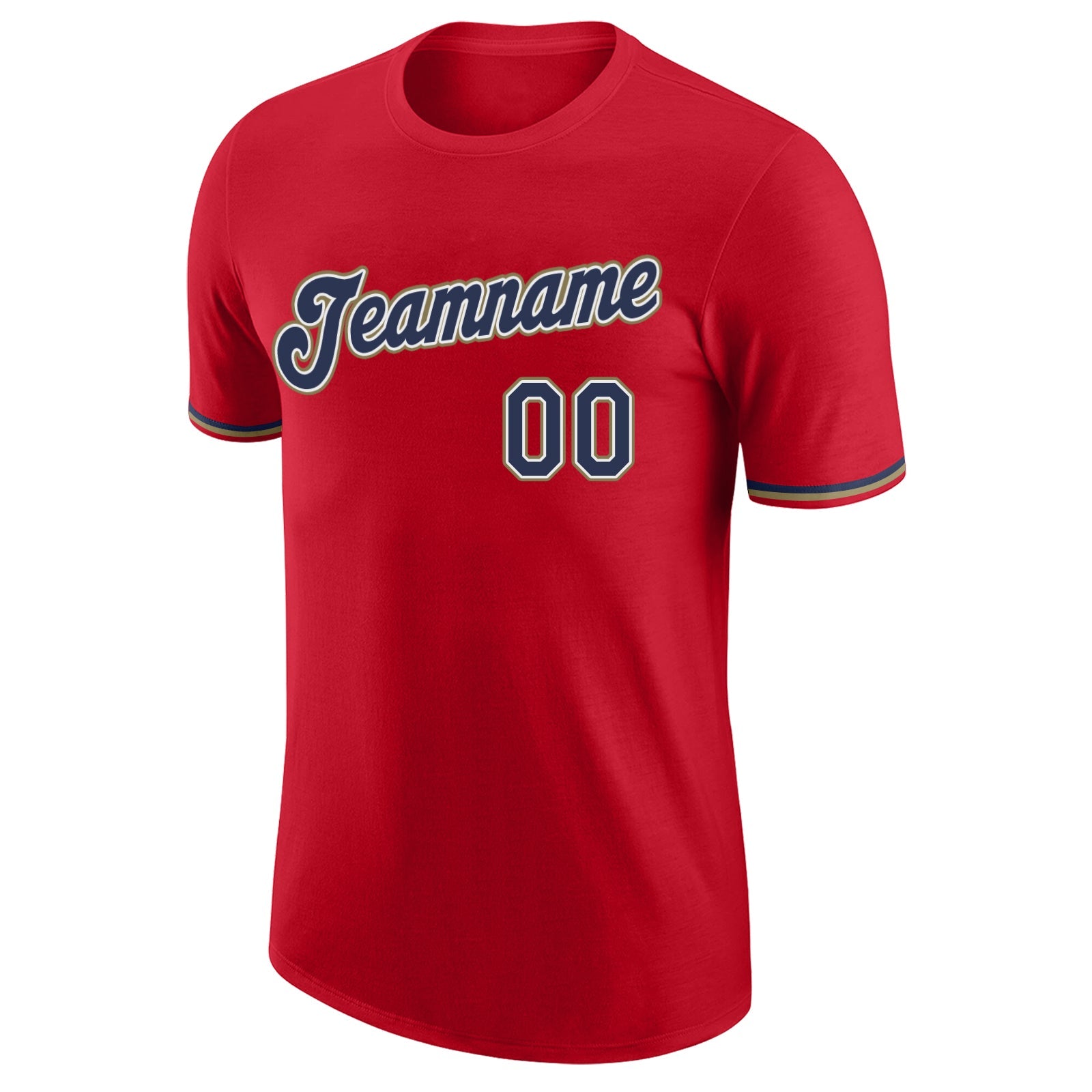Custom Red Navy-Old Gold Performance T-Shirt