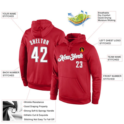 Custom Stitched Red White-Gray Sports Pullover Sweatshirt Hoodie
