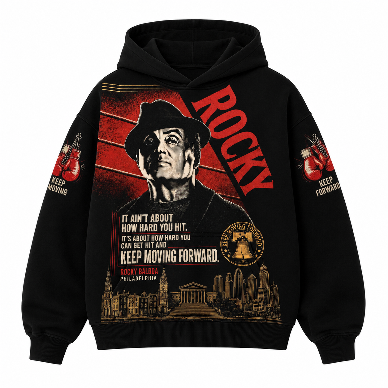 Keep Moving Forward Vintage Boxing Tee/Hoodie – Rocky Balboa Philadelphia Shirt