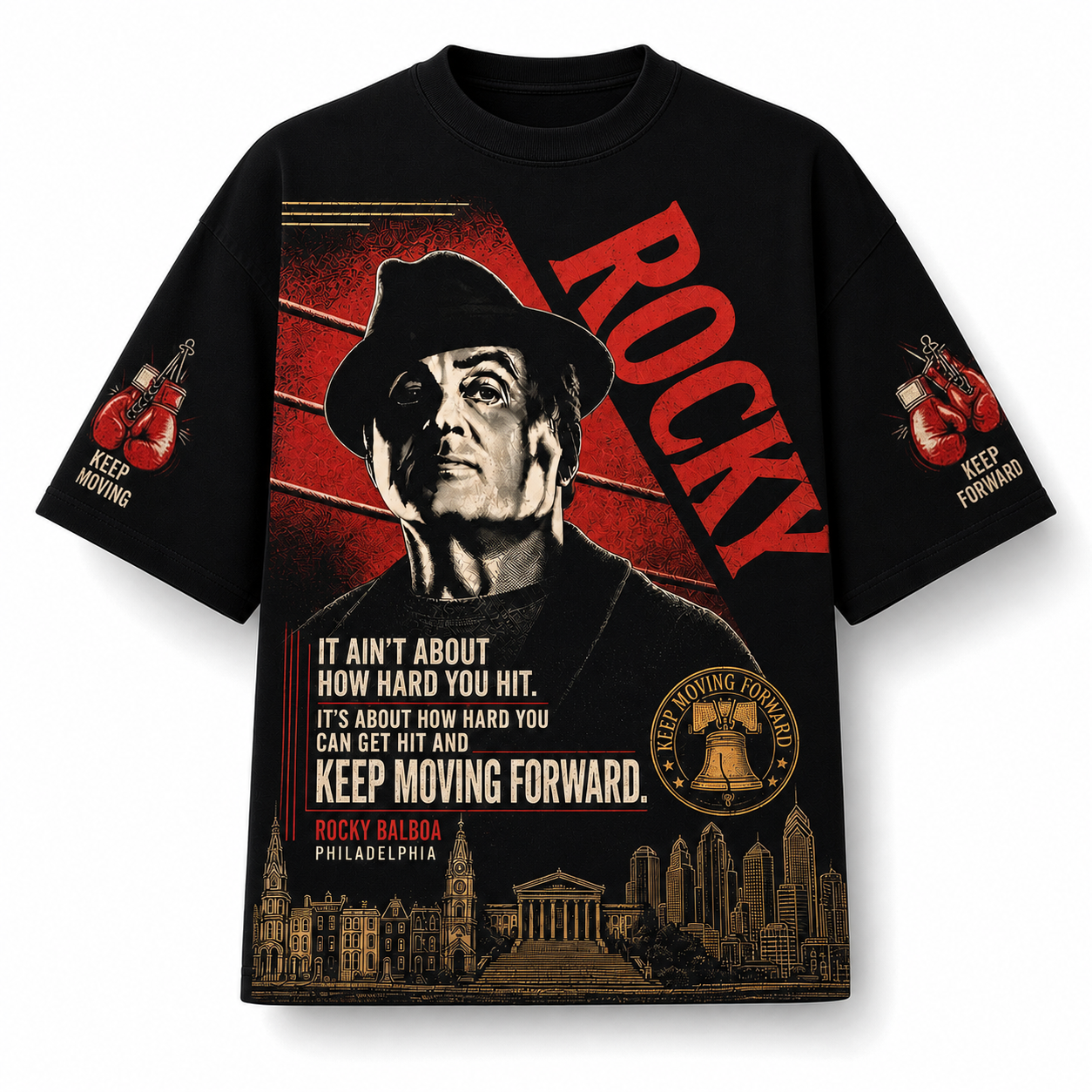 Keep Moving Forward Vintage Boxing Tee/Hoodie – Rocky Balboa Philadelphia Shirt