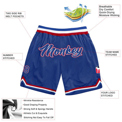 Custom Royal Royal-Red Authentic Throwback Basketball Shorts
