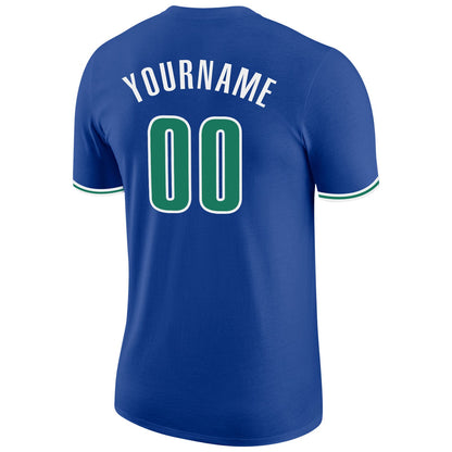 Custom Royal Kelly Green-White Performance T-Shirt