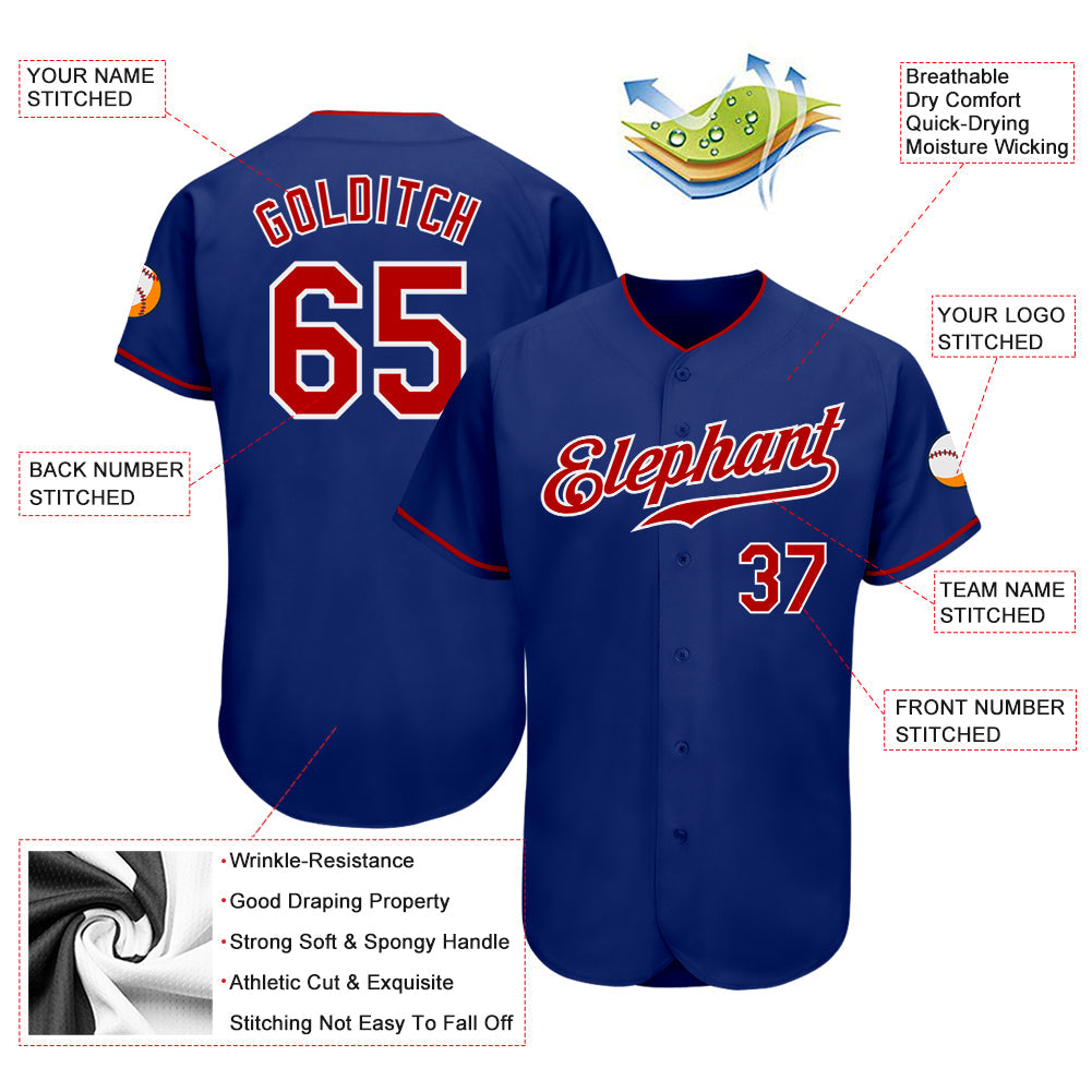 Custom Royal Red-White Authentic Baseball Jersey