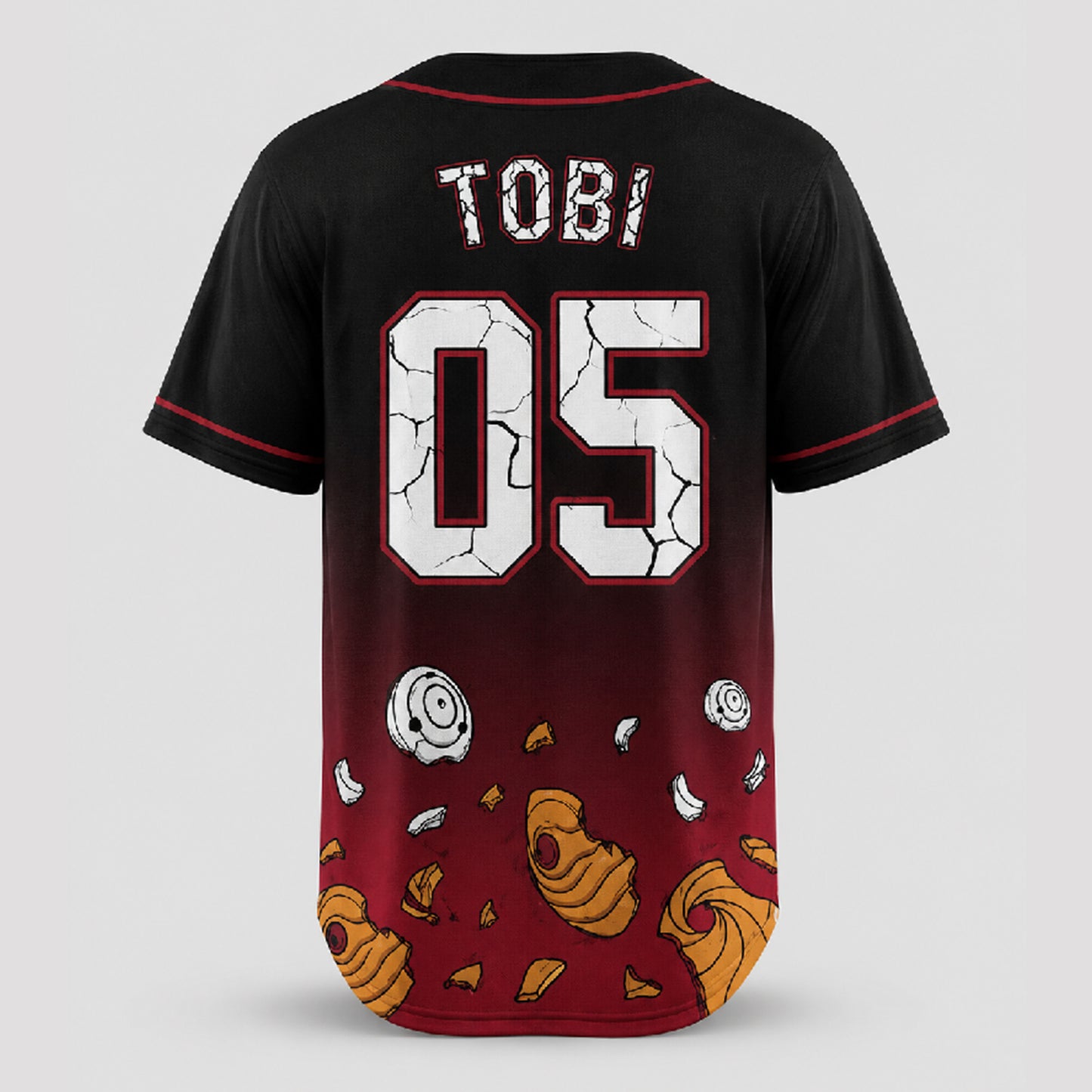 Custom Red Black Anime Baseball Jersey, Ninja Clan Inspired Personalized Shirt