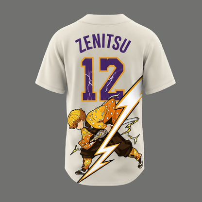 Anime Thunder Swordsman Baseball Jersey, Yellow Lightning Fan Apparel