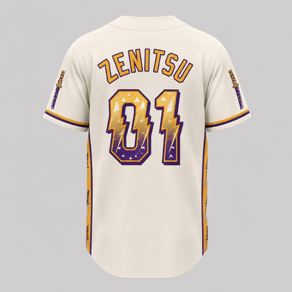 Anime Thunderclap Baseball Jersey, Purple Gold Basketball Inspired Shirt