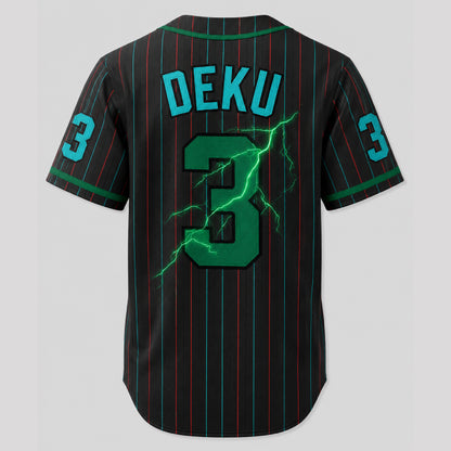 Custom Green Hero Baseball Jersey, Anime Academy Inspired Personalized Shirt