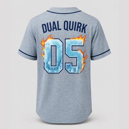 Custom Fire Ice Anime Baseball Jersey, Personalized Name Number Dual Power Hero Shirt