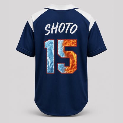 Personalized Ice Flame Baseball Jersey, Custom Name Number Anime Fan Shirt