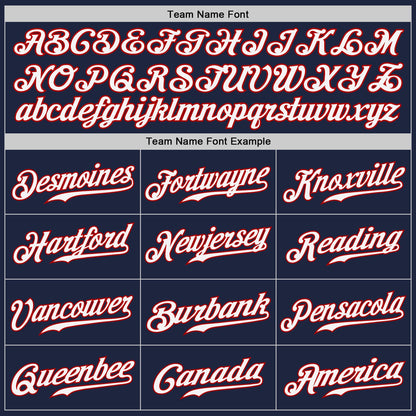 Custom White Navy-Red Authentic Split Fashion Baseball Jersey