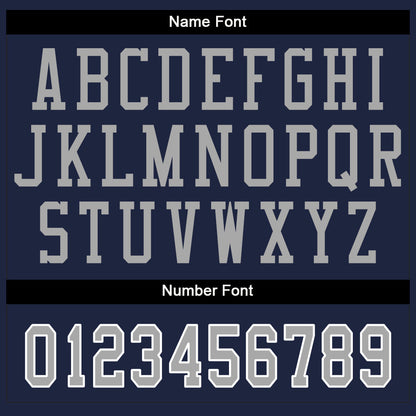 Custom Navy Gray-White Split Fashion Football Jersey