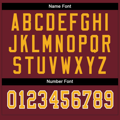 Custom Burgundy Gold-White Split Fashion Football Jersey