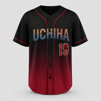 Custom Red Black Anime Baseball Jersey, Ninja Clan Inspired Personalized Shirt