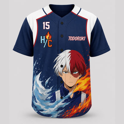 Personalized Ice Flame Baseball Jersey, Custom Name Number Anime Fan Shirt