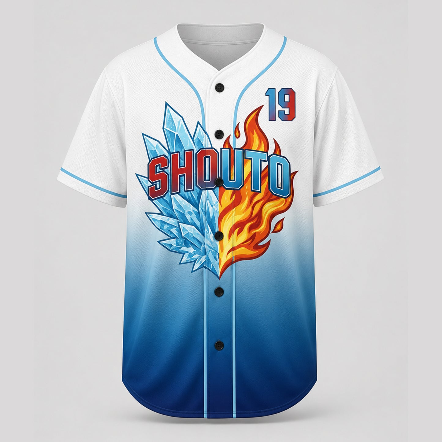 Custom Ice Fire Anime Baseball Jersey, Personalized Name Number Hero Inspired Shirt