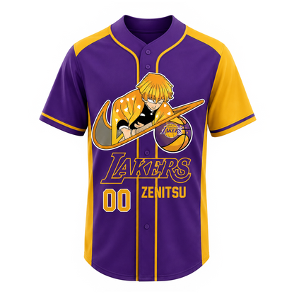 Custom Electric Warrior Baseball Jersey, Purple Gold Anime Style Shirt