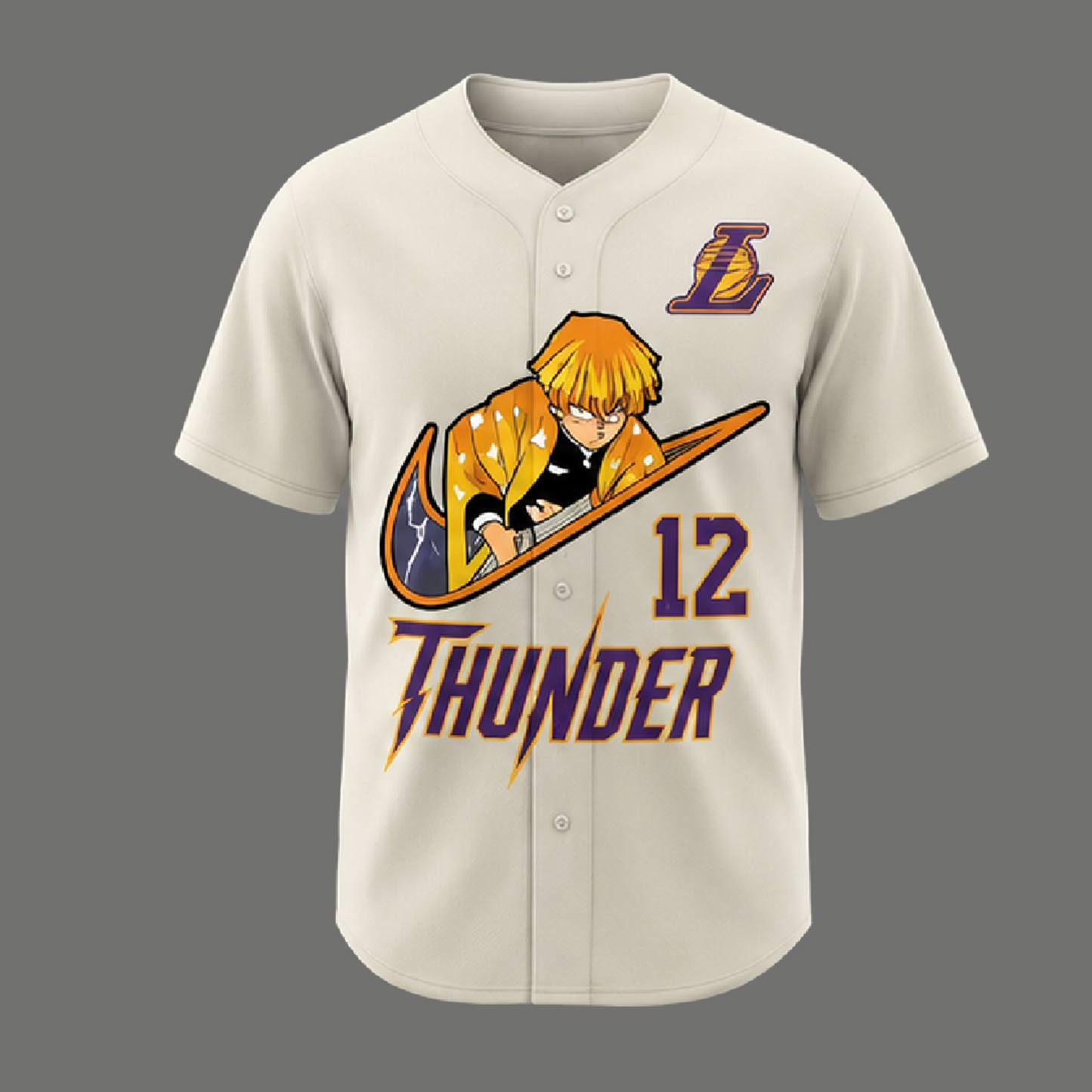 Anime Thunder Swordsman Baseball Jersey, Yellow Lightning Fan Apparel
